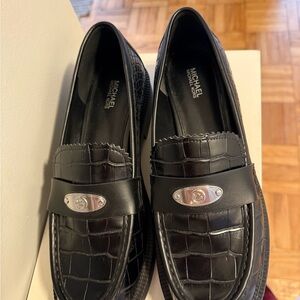 Michael Kors Black Croc-Embossed Loafers for Men